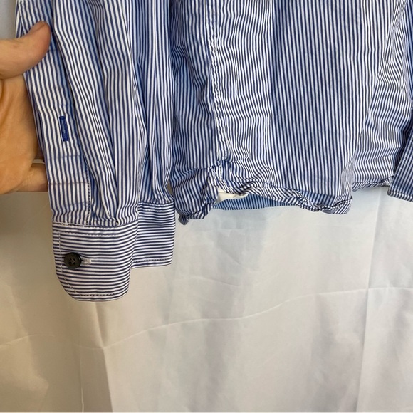 AMERICAN EAGLE Men’s Blue White Stripe Button Down Slim Fit Shirt Size Large - Picture 5 of 12